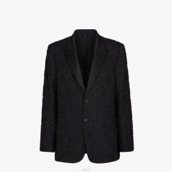 Fendi hombres blazer de lana y seda 2LH8E2082 vestir negro