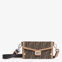 Fendi hombres bolsa de tela ff 2LH8E2586 accesorios marrón