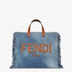 Fendi hombres bolso de mezclilla con flecos 2LH8E1868 accesorios azul