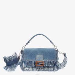 Fendi hombres bolso de mezclilla con flecos 2LH8E1869 accesorios azul