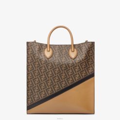 Fendi hombres bolso de piel y tela ff 2LH8E1854 accesorios marrón