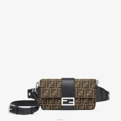 Fendi hombres bolso de tela jacquard ff 2LH8E1883 accesorios marrón