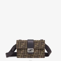 Fendi hombres bolso ff de tela jacquard 2LH8E2619 accesorios marrón