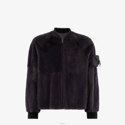 Fendi hombres bombardero de visón 2LH8E2100 vestir negro