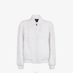 Fendi hombres bombardero de visón 2LH8E2177 vestir blanco