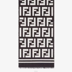 Fendi hombres bufanda de lana y seda 2LH8E2459 accesorios negro
