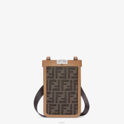 Fendi hombres caja del teléfono de tela 2LH8E2620 accesorios marrón