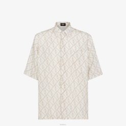 Fendi hombres camisa de lino 2LH8E2000 vestir beige