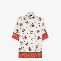 Fendi hombres camisa de seda 2LH8E1953 vestir multicolor