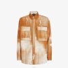 Fendi hombres camisa vaquera estampada 2LH8E2045 vestir naranja