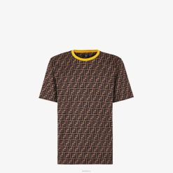Fendi hombres Camiseta de algodón 2LH8E1986 vestir marrón