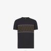 Fendi hombres Camiseta de algodón 2LH8E1989 vestir negro