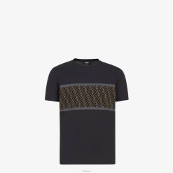 Fendi hombres Camiseta de algodón 2LH8E1989 vestir negro
