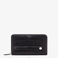Fendi hombres cartera de cocodrilo 2LH8E2672 accesorios negro