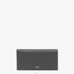 Fendi hombres cartera de cuero selleria 2LH8E2590 accesorios gris