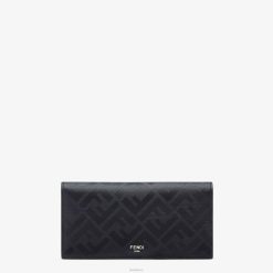 Fendi hombres cartera de cuero sombra 2LH8E2638 accesorios negro
