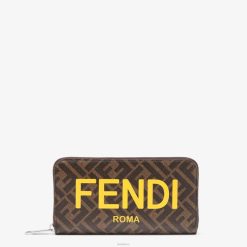 Fendi hombres cartera de tela 2LH8E2593 accesorios marrón