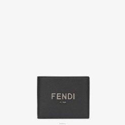 Fendi hombres cartera plegable de piel distintiva 2LH8E2612 accesorios negro