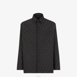 Fendi hombres chaqueta básica de lona ff 2LH8E1983 vestir negro