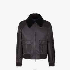 Fendi hombres chaqueta de cuero 2LH8E2197 vestir negro
