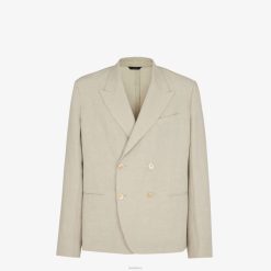 Fendi hombres chaqueta de lino 2LH8E1914 vestir gris