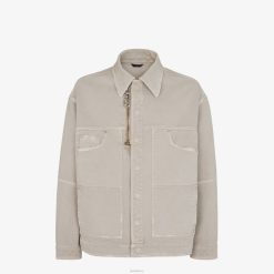 Fendi hombres Chaqueta de mezclilla 2LH8E1929 vestir beige