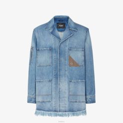 Fendi hombres Chaqueta de mezclilla 2LH8E2020 vestir azul