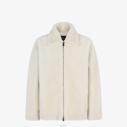 Fendi hombres chaqueta de piel de oveja 2LH8E2128 vestir blanco
