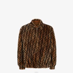 Fendi hombres chaqueta de piel de oveja 2LH8E2153 vestir marrón