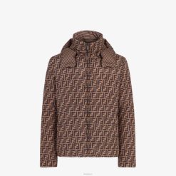 Fendi hombres chaqueta de plumas de nailon 2LH8E2154 vestir marrón