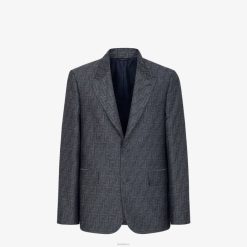Fendi hombres chaqueta de tejido jacquard 2LH8E1917 vestir azul