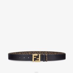 Fendi hombres cinturón reversible de cuero redondeado ff 2LH8E2333 accesorios negro
