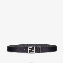 Fendi hombres cinturón reversible de cuero redondeado ff 2LH8E2393 accesorios negro
