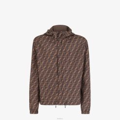 Fendi hombres cortavientos de nailon 2LH8E2081 vestir marrón