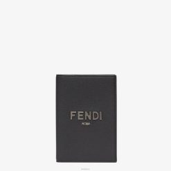 Fendi hombres funda de pasaporte de cuero 2LH8E2613 accesorios negro