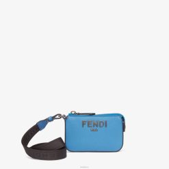 Fendi hombres monedero de cuero 2LH8E2616 accesorios azul claro