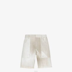 Fendi hombres pantalones bermudas de mezclilla 2LH8E2002 vestir beige
