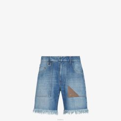 Fendi hombres pantalones bermudas de mezclilla 2LH8E2022 vestir azul