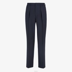 Fendi hombres pantalones de lana 2LH8E1921 vestir azul