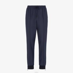 Fendi hombres pantalones de lana 2LH8E2094 vestir azul