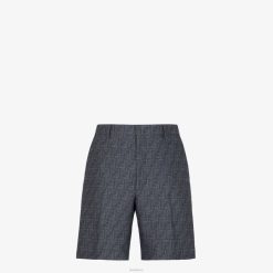 Fendi hombres pantalones de tela jacquard 2LH8E1918 vestir azul