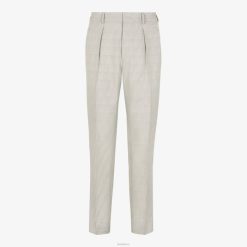Fendi hombres pantalones de tela jacquard 2LH8E1925 vestir beige
