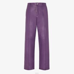 Fendi hombres pantalones largos de cuero 2LH8E1913 vestir púrpura