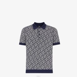 Fendi hombres polo de algodón 2LH8E2033 vestir azul