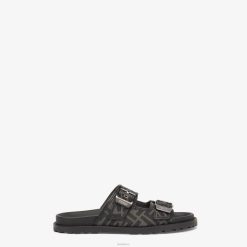 Fendi hombres sandalias de piel y tela 2LH8E2225 zapatos negro