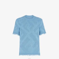 Fendi hombres suéter de algodón 2LH8E2029 vestir azul claro