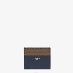 Fendi hombres tarjetero de cuero selleria 2LH8E2646 accesorios azul
