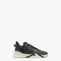 Fendi hombres zapatillas bajas de cuero 2LH8E2250 zapatos gris