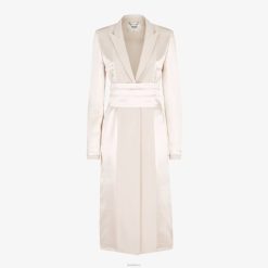 Fendi mujer abrigo de gabardina de lana y satén 2LH8E1122 vestir beige