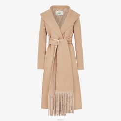 Fendi mujer abrigo de lana 2LH8E1119 vestir beige